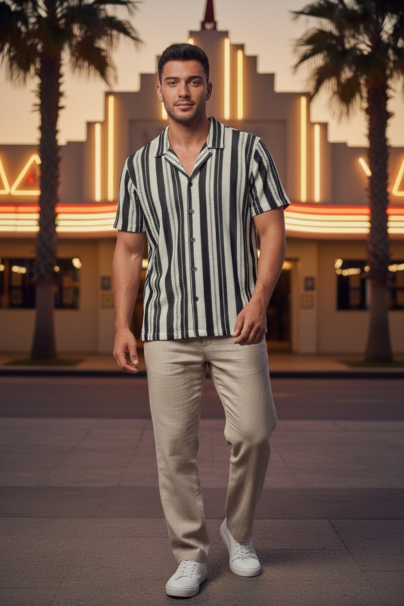 Camicia Casual All'Uncinetto a Strisce InMyHood