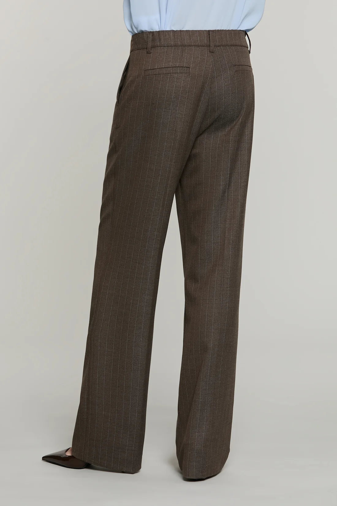 Pantalone ARKINI vita alta palazzo con elastico più tasche francesi più filetto gessato by Relish