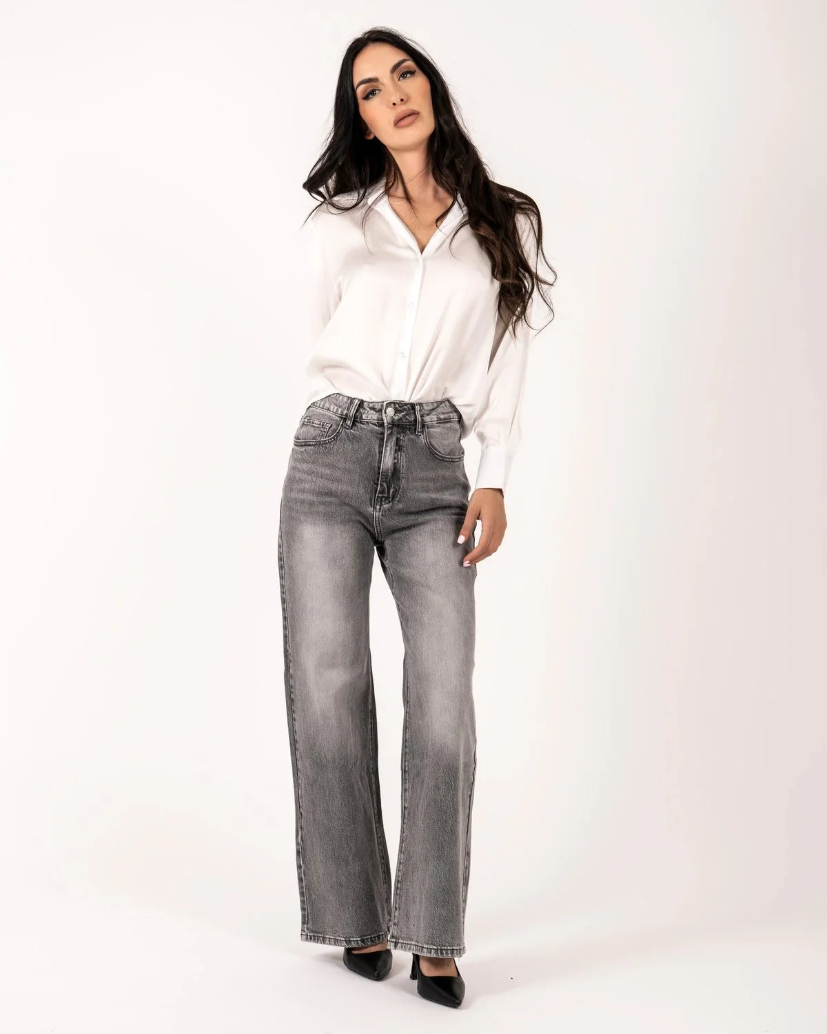 Jeans palazzo grigio by Extyn