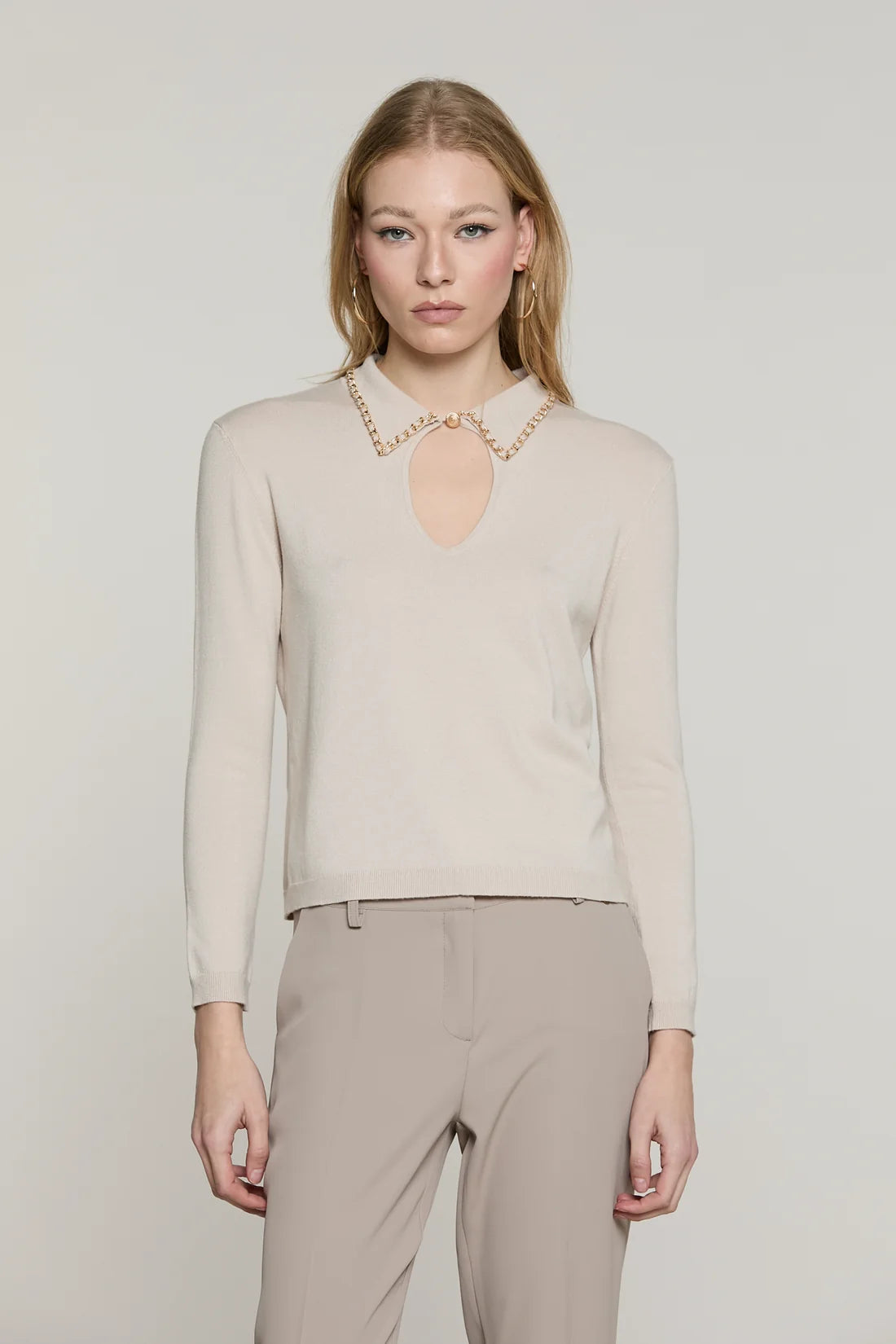 Maglia LOREMY manica lunga con colletto più goccia più profili catena by Relish