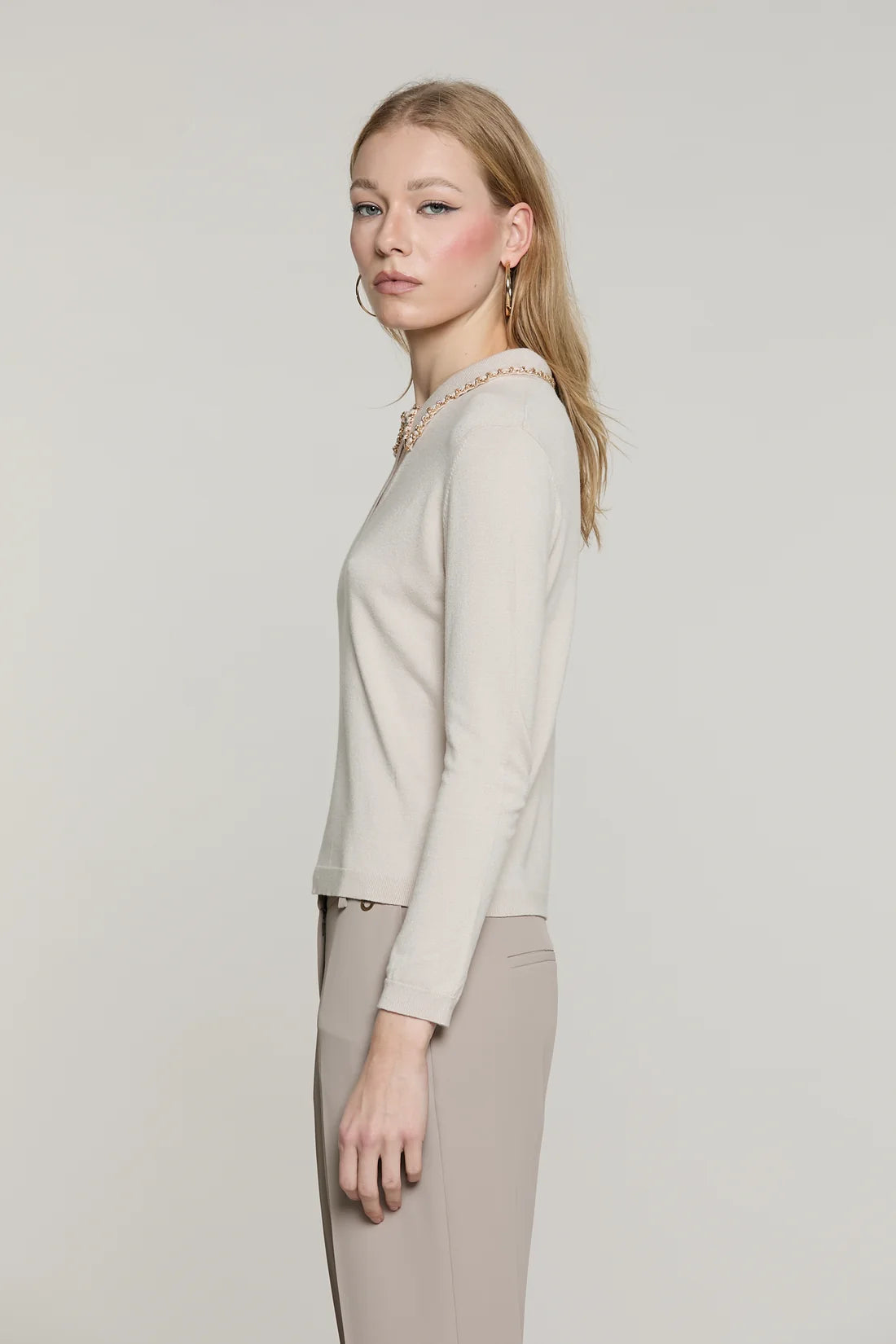 Maglia LOREMY manica lunga con colletto più goccia più profili catena by Relish