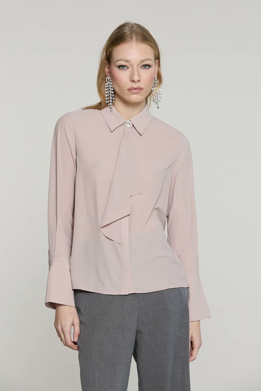 Camicia LA_GARZA manica lunga campana con bott.gioiello più gala